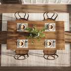 63-Inch Solid Wood Dining Table with X-Shaped Legs, Rectangular Farmhouse Kitchen Table for 4-6 People Dining Room Rustic Brown