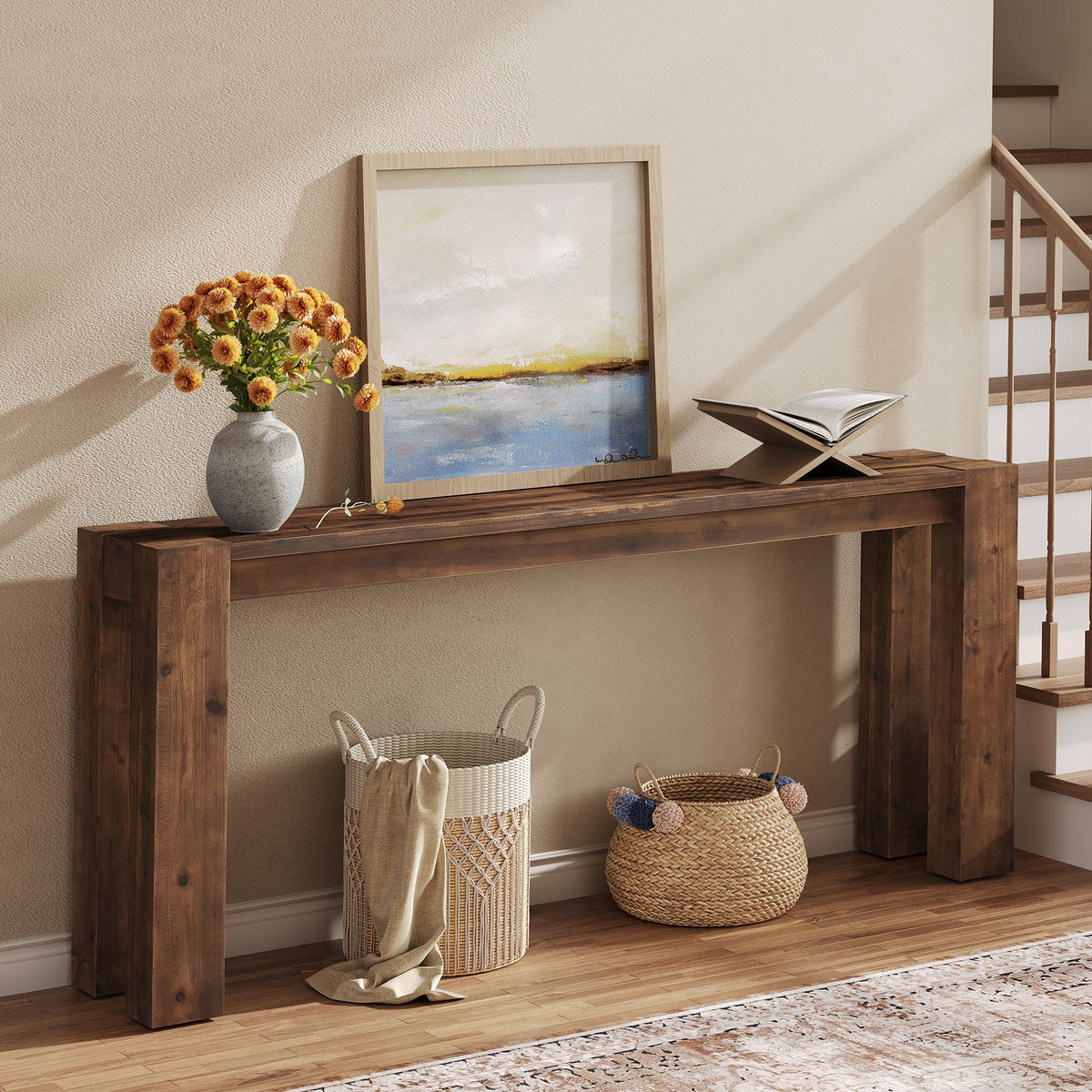 70.9-Inch Solid Wood Console Table, Sofa Table for Hallway