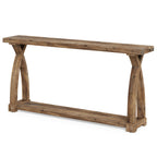 63-Inch Solid Wood Console Table, Narrow Farmhouse Design with 2-Tier Storage for Entryway and Living Room