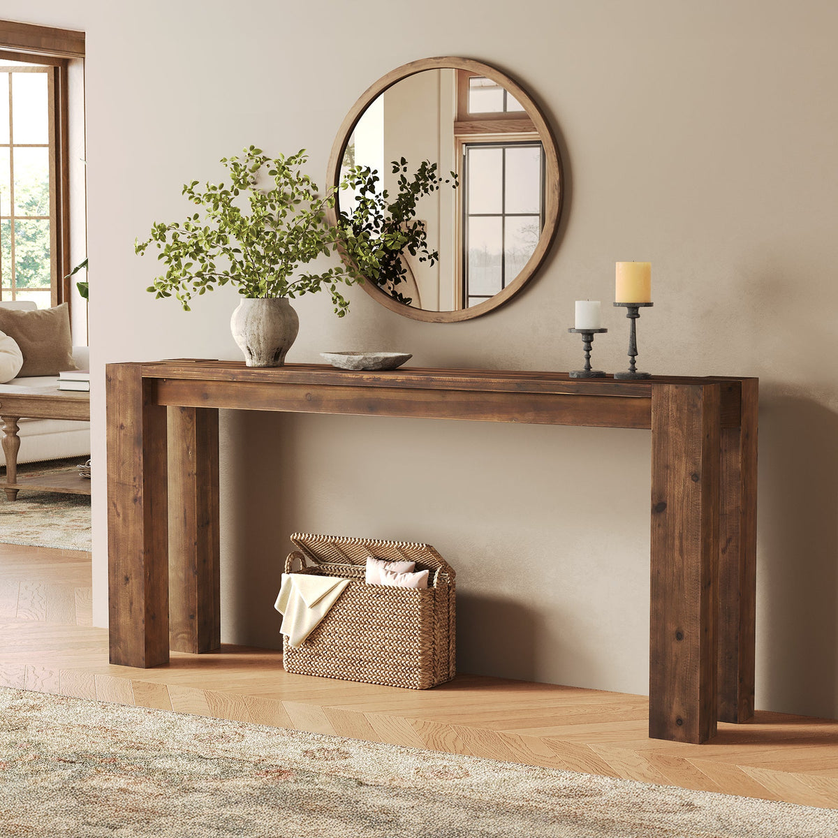 70.9-Inch Solid Wood Console Table, Sofa Table for Hallway