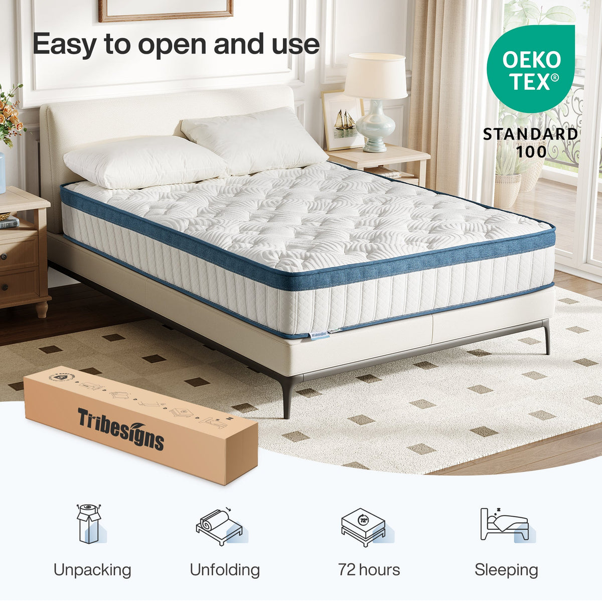 Hybrid Memory Foam Mattress, 7-Zone Orthopedic Support Medium Firm