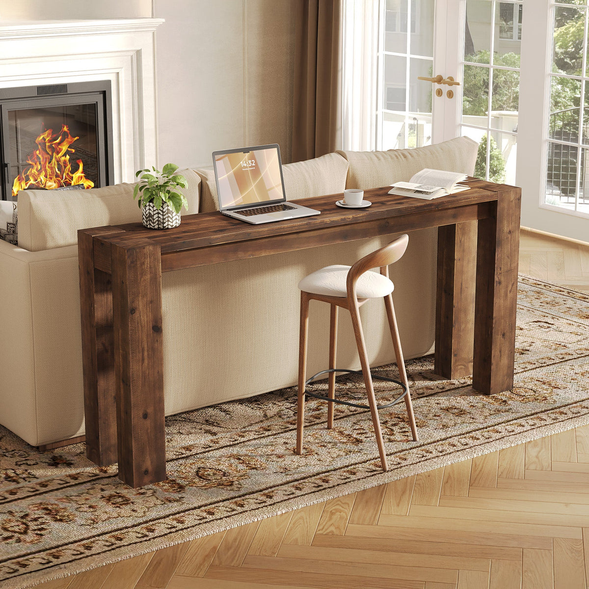 70.9-Inch Solid Wood Console Table, Sofa Table for Hallway