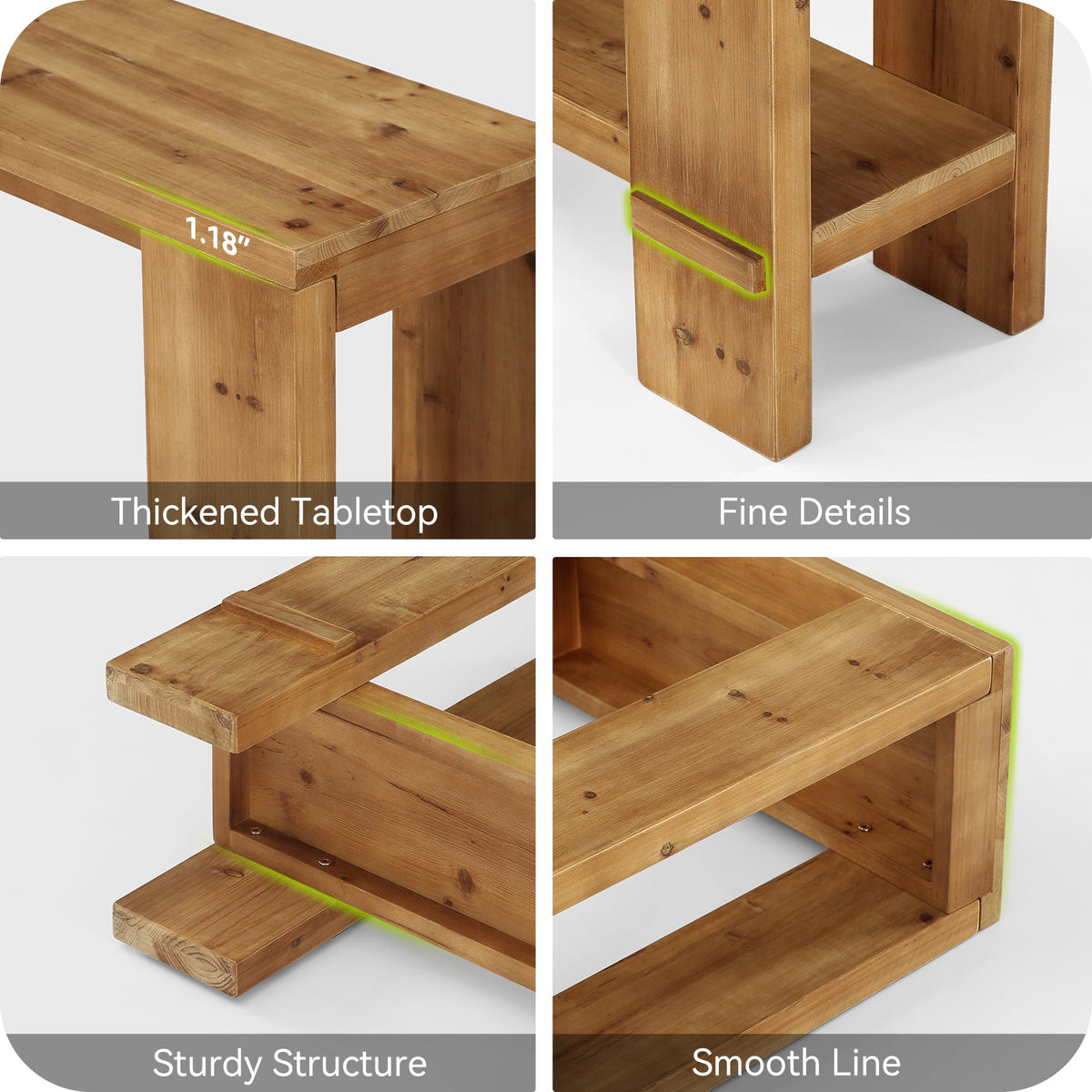 70.9-Inch Solid Wood Console Table, 2-Tier Hallway Table
