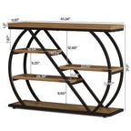 41 Inch Console Table with 5-Tier Storage Shelves and Arched Metal Frame, Industrial Entryway Table