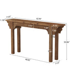63-Inch Solid Wood Console Table with Unique Side Design, Farmhouse Narrow Sofa Table for Entryway