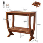 23.62" Small Solid Wood Side Table with Arched Legs, 2-Tier End Table for Sofa Side