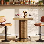 39-Inch Square Bar Table, Wooden Bistro Table with Footrest for Kitchen and Cafe