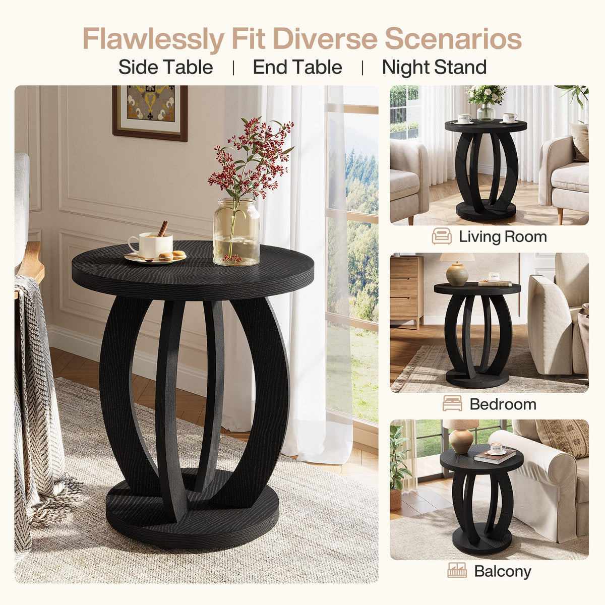 24-inch round farmhouse nightstand