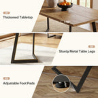 62.2-Inch Rectangular Dining Table for 6 with Metal Legs, Farmhouse Kitchen Table for Dining Room and Small Spaces (Only Table)