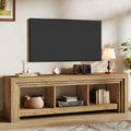 63-Inch Farmhouse TV Stand, Oak Media Console with Open Storage for Living Room
