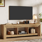 63-Inch Farmhouse TV Stand, Oak Media Console with Open Storage for Living Room