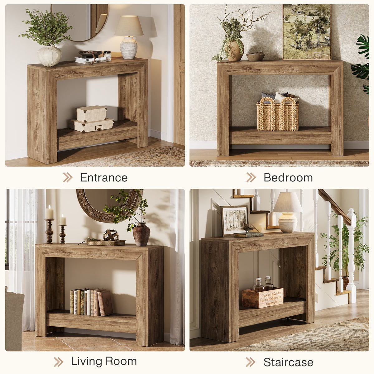 41.3-Inch Narrow Console Table with Storage Shelves, Farmhouse Hallway and Sofa Table