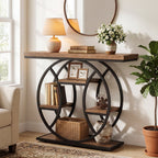 41.3" Industrial Console Table with 4-Tier Storage, Entryway Sofa Table for Hallway Living Room Entrance
