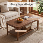 47-Inch Coffee Table with Open Shelf, Rounded-Corner Center Table for Living Room