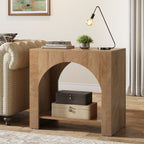 27.6 Inch Farmhouse Side Table with Storage, Large Wooden End Table with Cabinet Shelf for Living Room