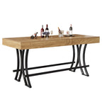 63-Inch Counter Height Bar Table with Metal Footrest