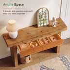 63 Inch Fir Wood Console Table with 2 Hidden Drawers, Narrow Entryway Table for Hallway