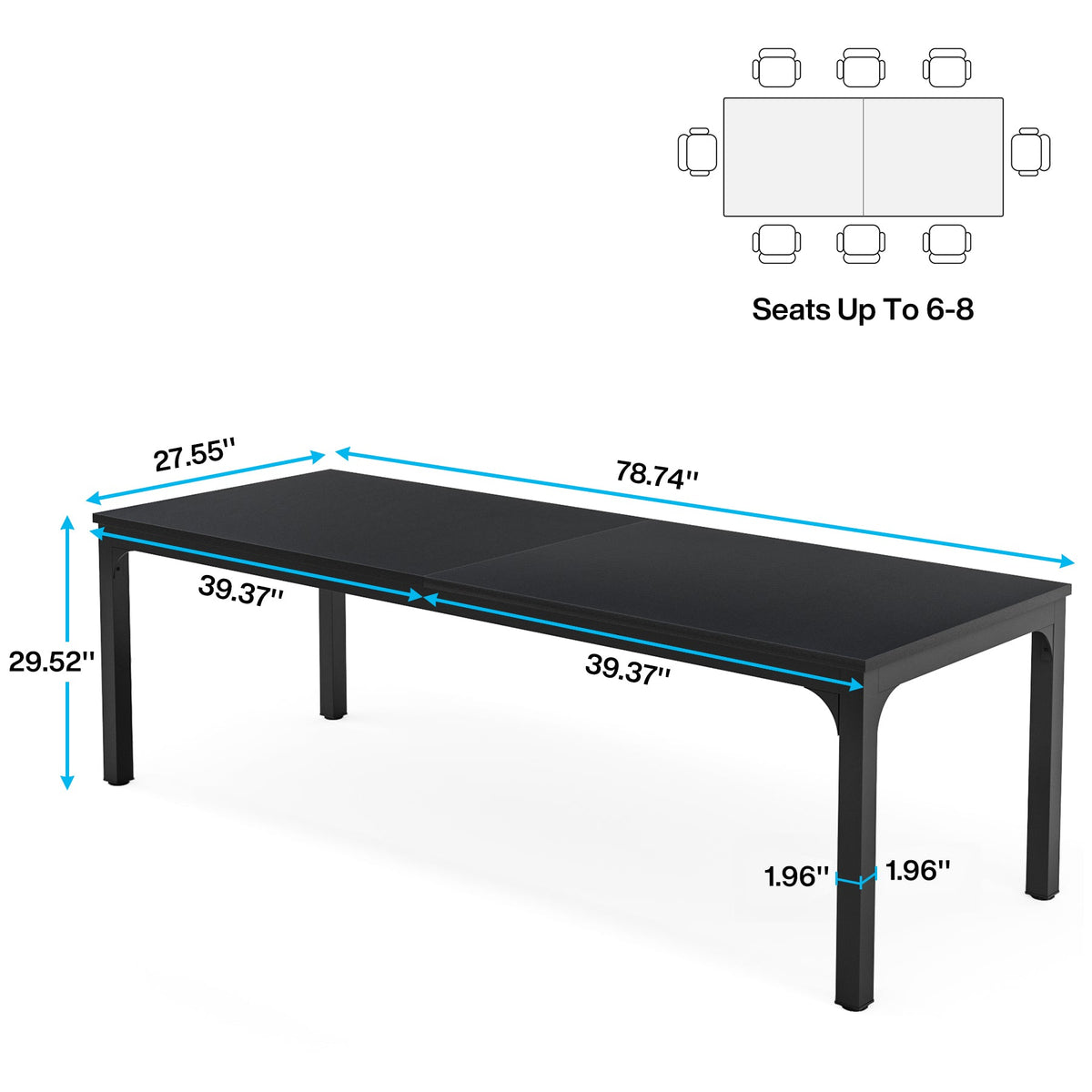 Rectangle Executive Desk, 78.7" Computer Desk 6FT Conference Table