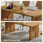 63-Inch Solid Wood Executive Desk with Cutout Bases, Large Office Desk for Home Office