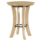 39.4-Inch High Round Bar Table with Curved Legs and Metal Footrest, Modern Pub Table for Kitchen and Coffee Bar