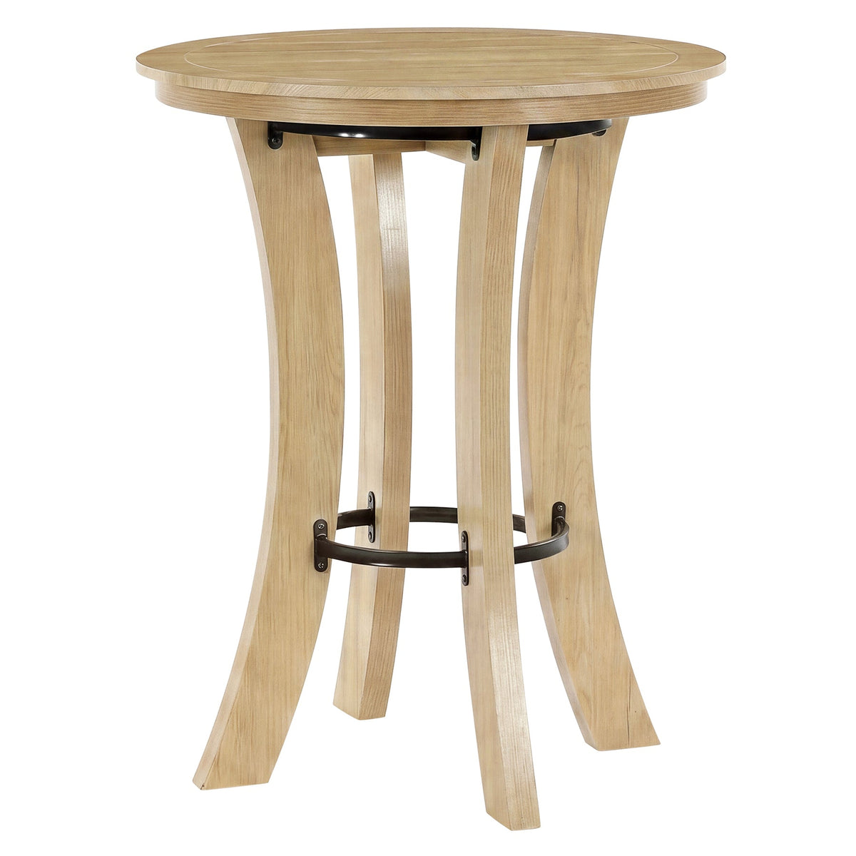 39.4-Inch High Round Bar Table with Curved Legs and Metal Footrest, Modern Pub Table for Kitchen and Coffee Bar