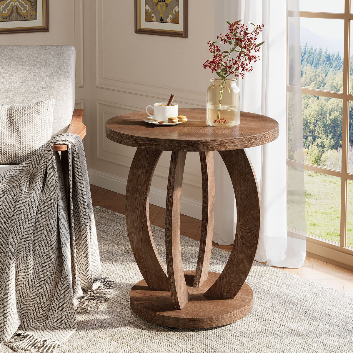 24-inch round farmhouse nightstand