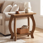 23.6 Inch Narrow Side Table with Curved Legs, Solid Wood End Table for Small Spaces