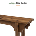 63-Inch Solid Wood Console Table with Unique Side Design, Farmhouse Narrow Sofa Table for Entryway