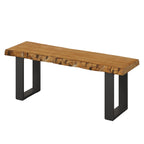 47.24-Inch Industrial Entryway Bench with Solid Wood Seat, Narrow Shoe Bench for Bedroom and Hallway