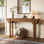 63-Inch Solid Wood Console Table with Unique Side Design, Farmhouse Narrow Sofa Table for Entryway