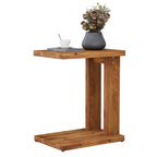 23.6" C-Shaped End Table, Solid Wood 2-Tier Side Table for Sofa and Living Room
