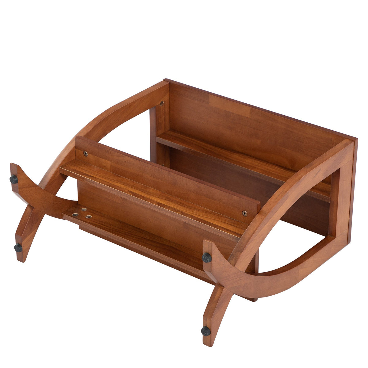 23.62" Small Solid Wood Side Table with Arched Legs, 2-Tier End Table for Sofa Side