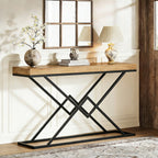 47.2-Inch Industrial Console Table, Entryway Hallway Table with Geometric Metal Frame for Living Room and Entrance
