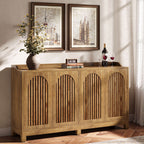 57-Inch Buffet Cabinet with Adjustable Shelves and Grille Doors, Long Sideboard Cabinet for Dining Room