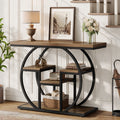 41 Inch Industrial Console Table with Storage, 4 Tier Narrow Sofa Table for Entryway Living Room