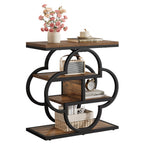 4-Tier Narrow Side Table with Curved Metal Frame and Storage Shelves