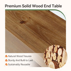 11.8-Inch Wide Solid Wood C-Shaped Side Table with 2-Tier Storage Shelf