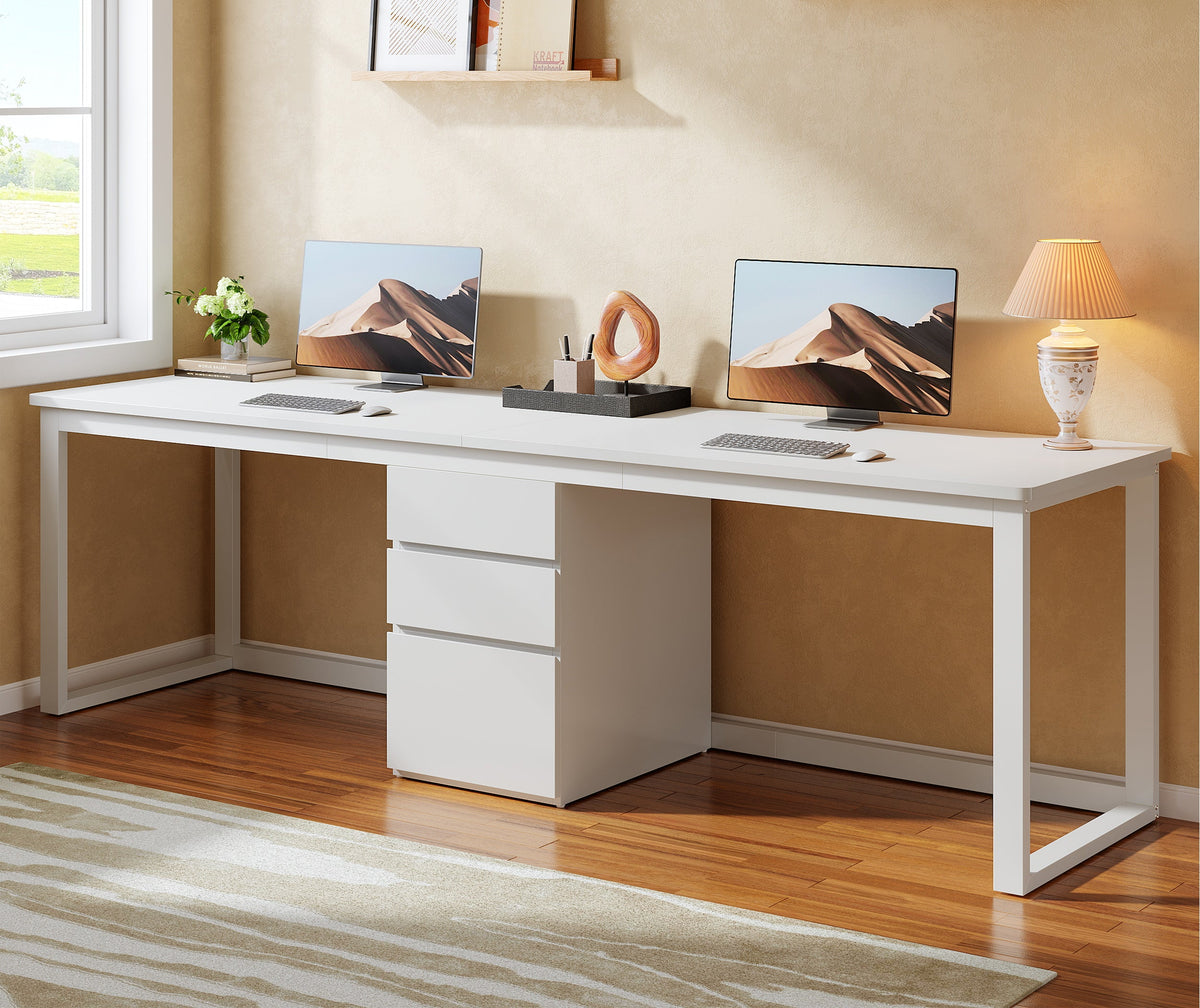 78.7-Inch 2 Person Computer Desk with 3 Drawers, Extra Long Double Desk for Home Office