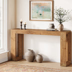 63-Inch Farmhouse Console Table with Reinforced Base, Solid Wood Sofa Table for Entryway Study and Living Room