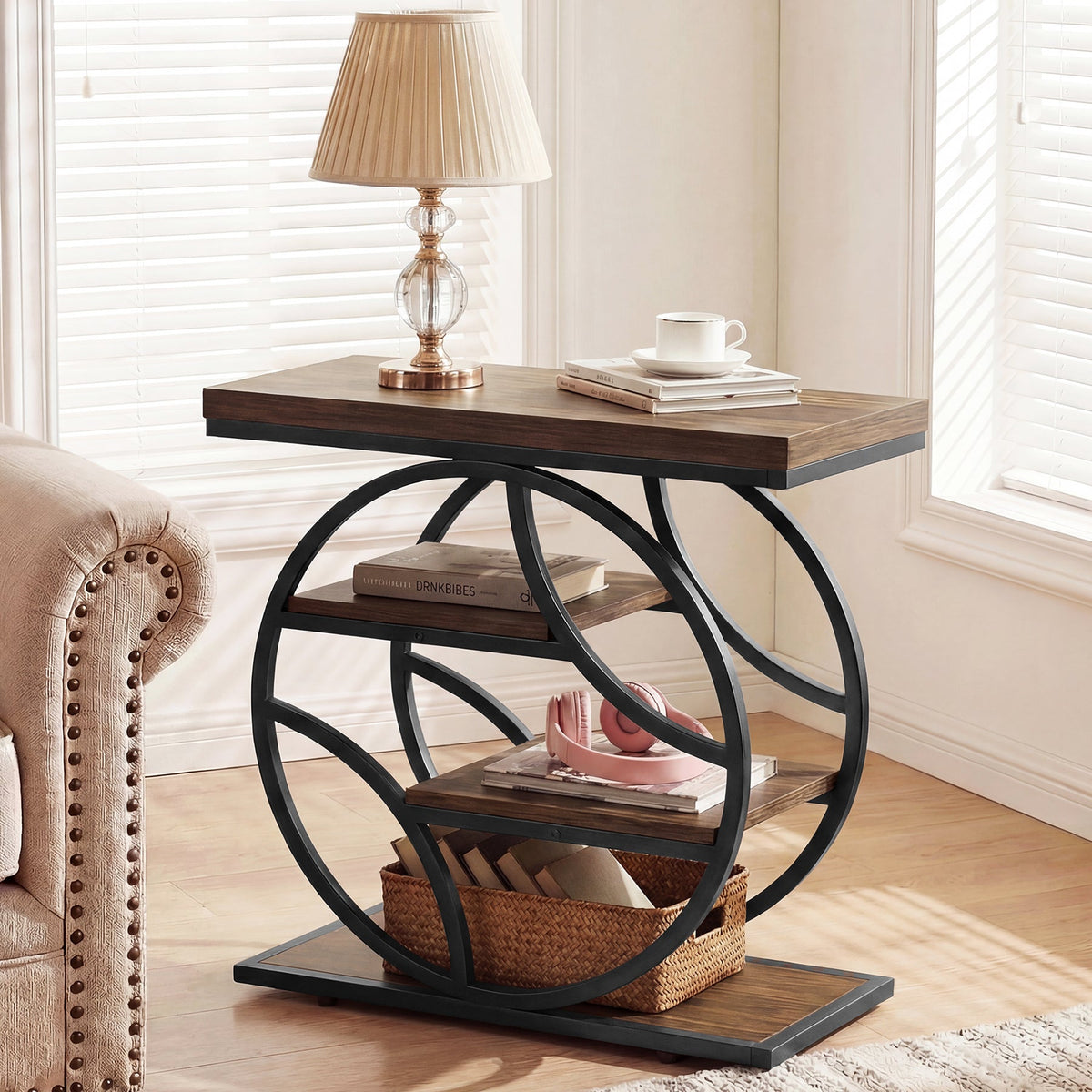 25.59" Side Table, 4-Tier Narrow End Table for Living Room Bedroom