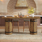70.9-Inch Long Bar Table with Slatted Base, Rectangular Counter Height Pub Table