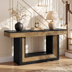 63-Inch Narrow Console Table with 2-Tier Storage, Farmhouse Sofa Table for Entryway