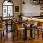35.43-Inch Square Bistro Pub Table with Wine Rack, Home Bar Table for Kitchen and Living Room