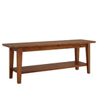 55-Inch Farmhouse Bench with Storage Shelf, Wooden Dining Seating for Kitchen Dining Room and Patio