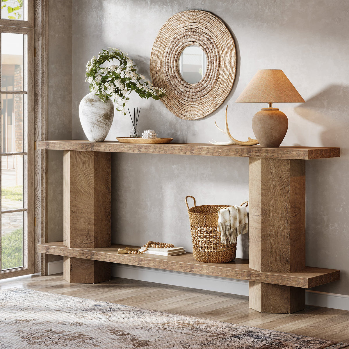 70.87-Inch Wooden Console Table for Entryway, Long Sofa Table Behind Couch