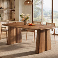 63-Inch Solid Wood Dining Table with Double Pedestal Base, Rustic Table for Dining Room