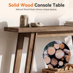 41.34-Inch Solid Wood Console Table with 2-Tier Storage Shelf, Narrow Entryway Sofa Table for Hallway and Behind Couch