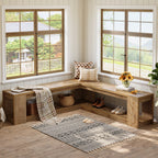 61-Inch L-Shaped Shoe Bench with Storage, Farmhouse Corner Entryway Bench for Dining Room Living Room and Cloakroom
