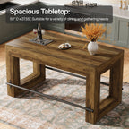 59-Inch Industrial Bar Table with Metal Footrest, Counter Height Pub Table for Kitchen