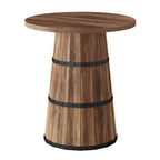 31.5-Inch Round Bar Table with Barrel Base, Farmhouse Pub Table for Kitchen and Home Bar